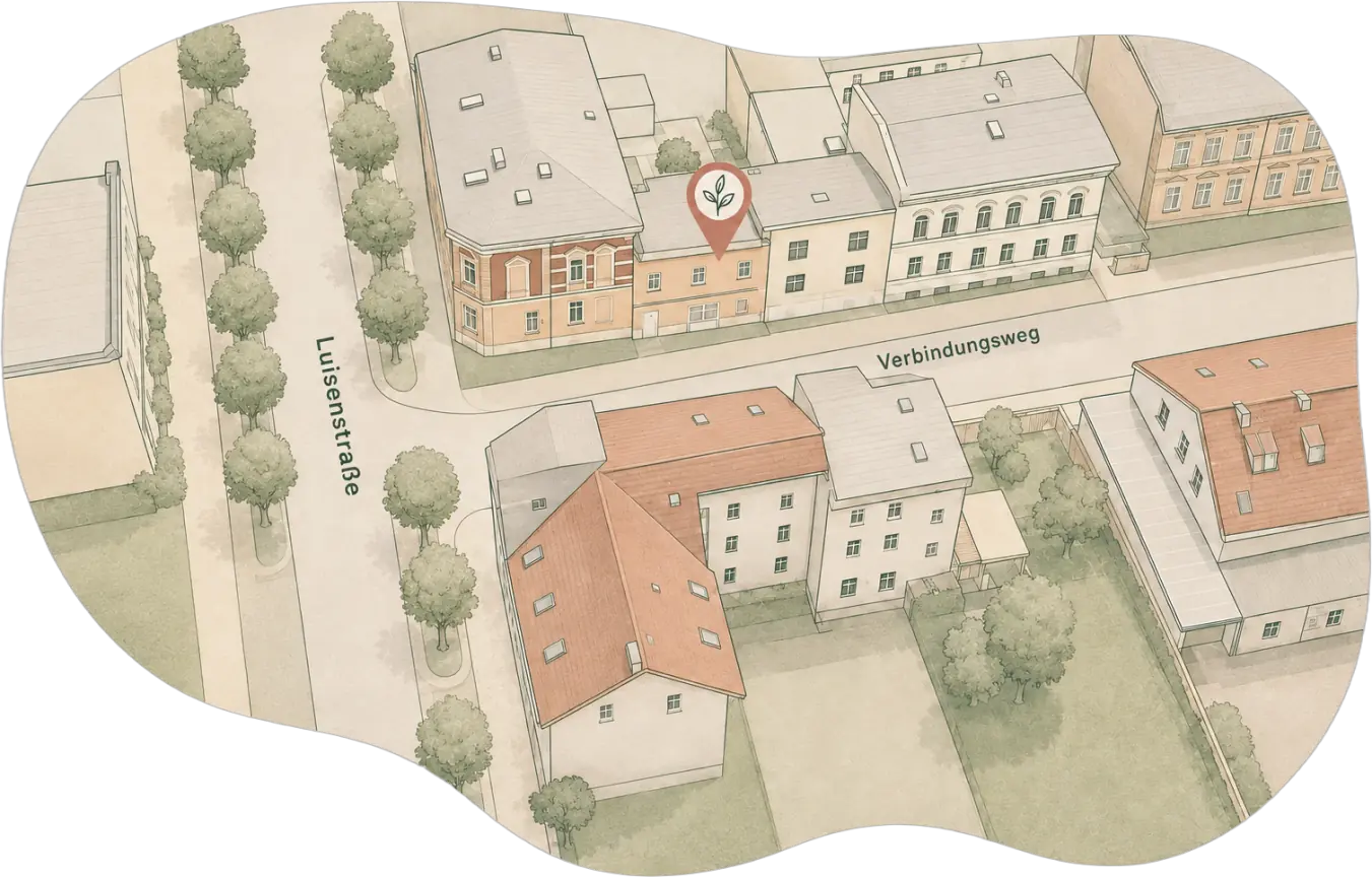 Anfahrtsgrafik zum Raum für Verbindung an der Luisenstraße 31, Eingang Verbindungsweg